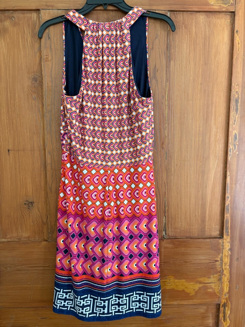 Laundry By Shelli Segal Pink and Orange Geometric Twist-Front Dress Size 10 - Picture 4 of 8